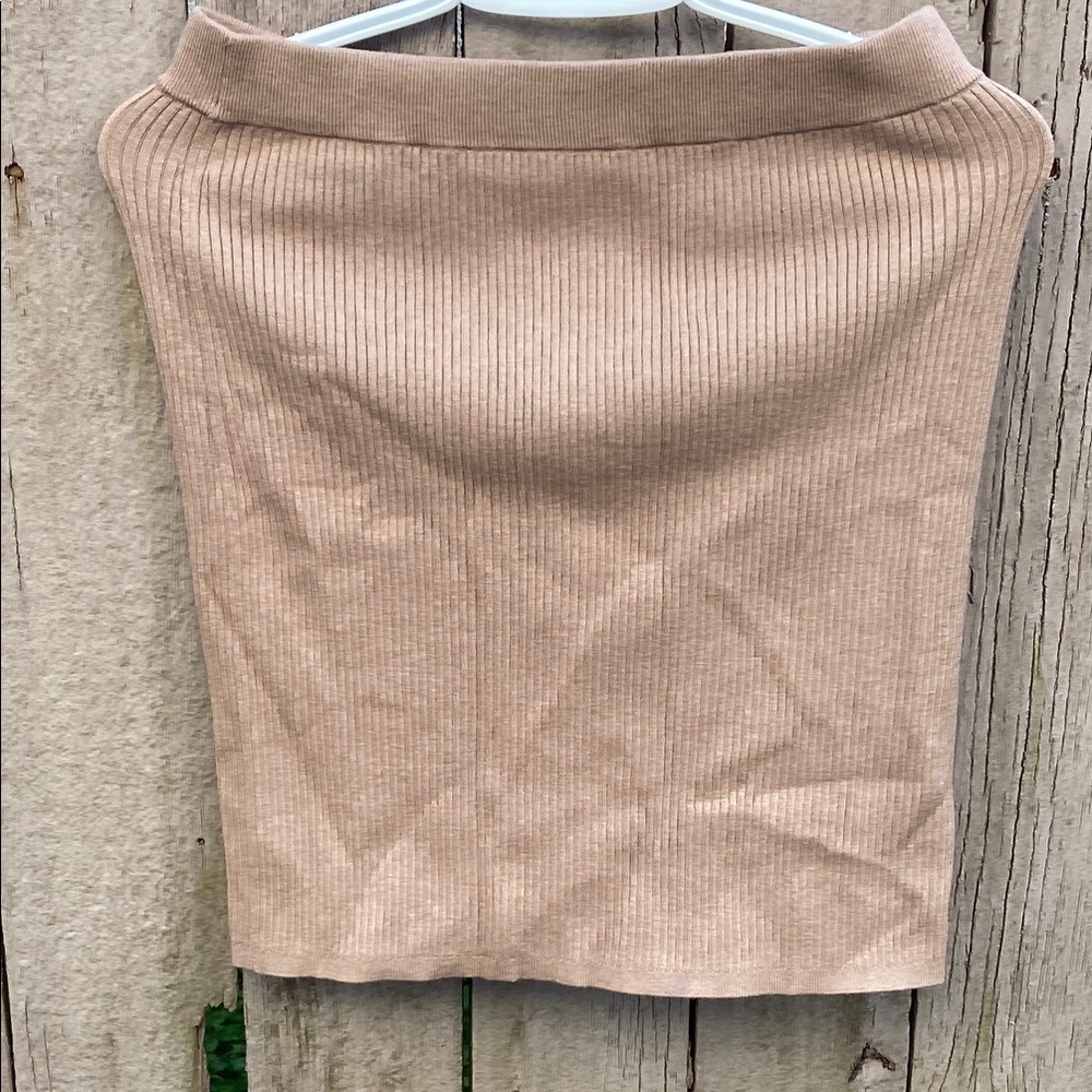 Wilfred Tan Ribbed Pencil Skirt Casual